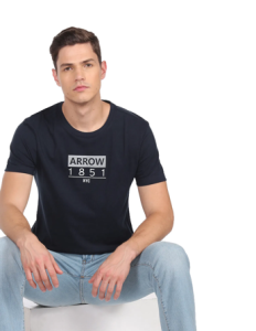 Arrow Sport Crew Neck Brand Print Cotton T-Shirt
