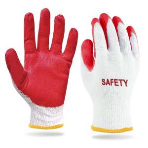 Red Latex Cotton Safety Gloves